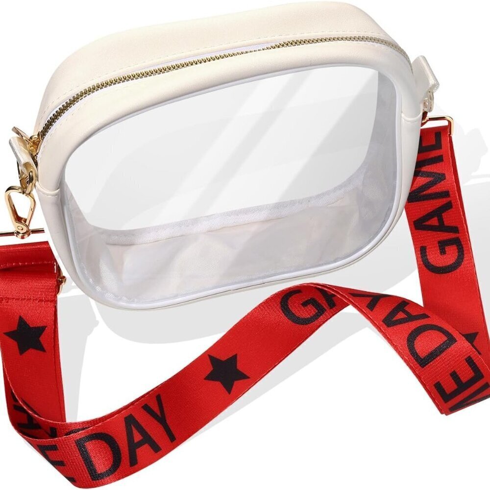 Clear Stadium Bag Women's Fabric Crossbody Adjustable For Sports Concerts - Picture 4 of 4